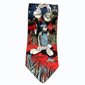 Bugs Honey Bunny Vtg Looney Tunes Warner Bros Neck Tie Made in Italy